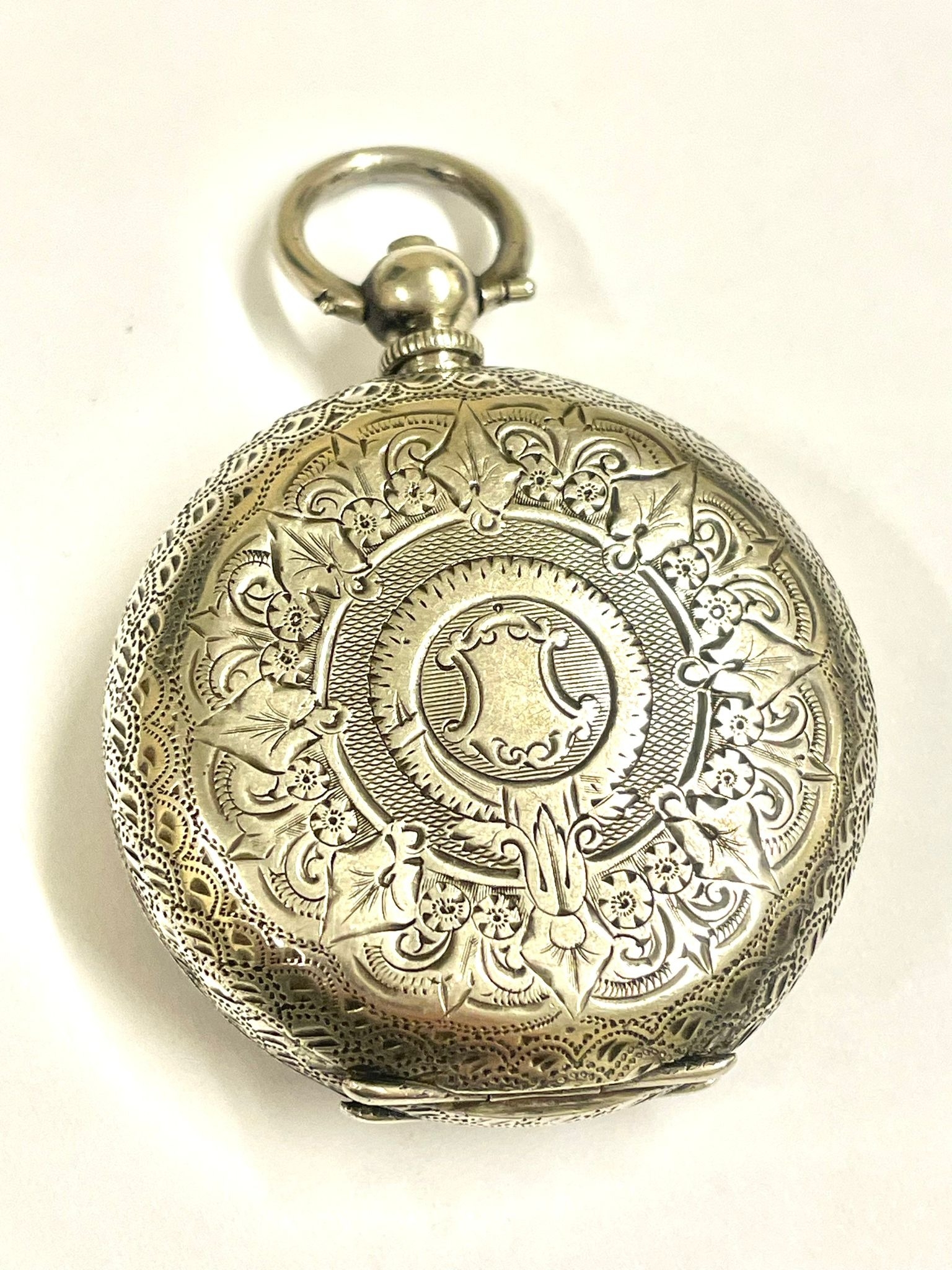 Antique ladies silver pocket watch , ticks sold as found - Image 2 of 2