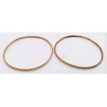 Set of 2x 9K Yellow Gold (tested as) Patterned Bangle , 6.1g total weight, 6.5cm diameter