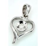 A 18ct White Gold Diamond Heart Pendant, 0.02ct diamond, 0.7g weight, approx 14mm x 8mm. ref: