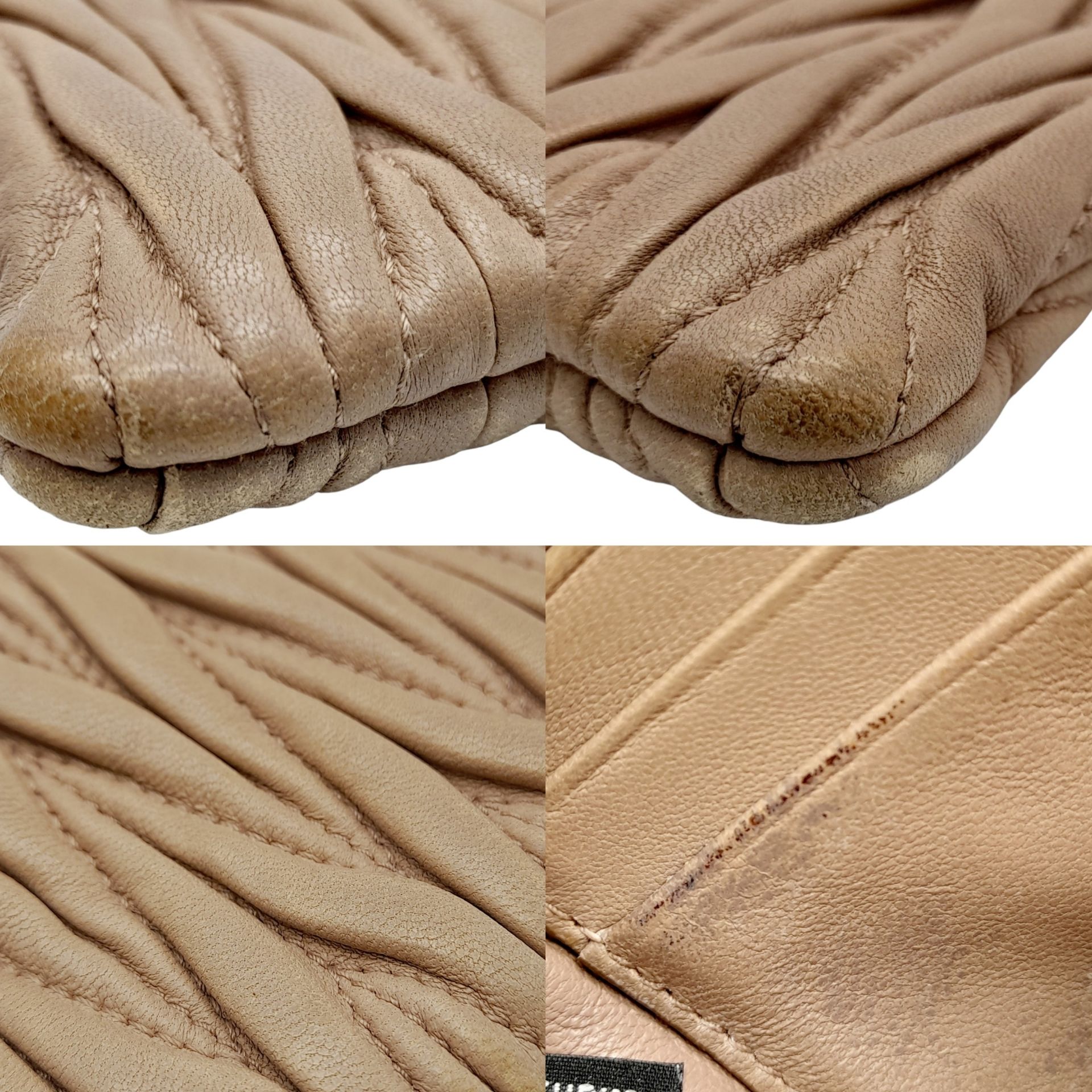 A Miu Miu Dust Pink Purse. Matelassé leather exterior with gold-toned hardware and zipped top - Bild 2 aus 10