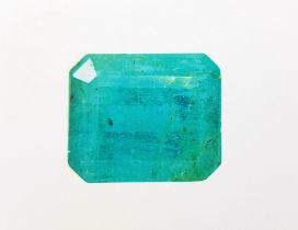 A 4.19ct Natural Zambian Emerald Gemstone - AIG certified in a sealed container.