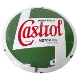 An Iconic Vintage Castrol Motor Oil Circular Enamel sign. In good condition for its age - has a