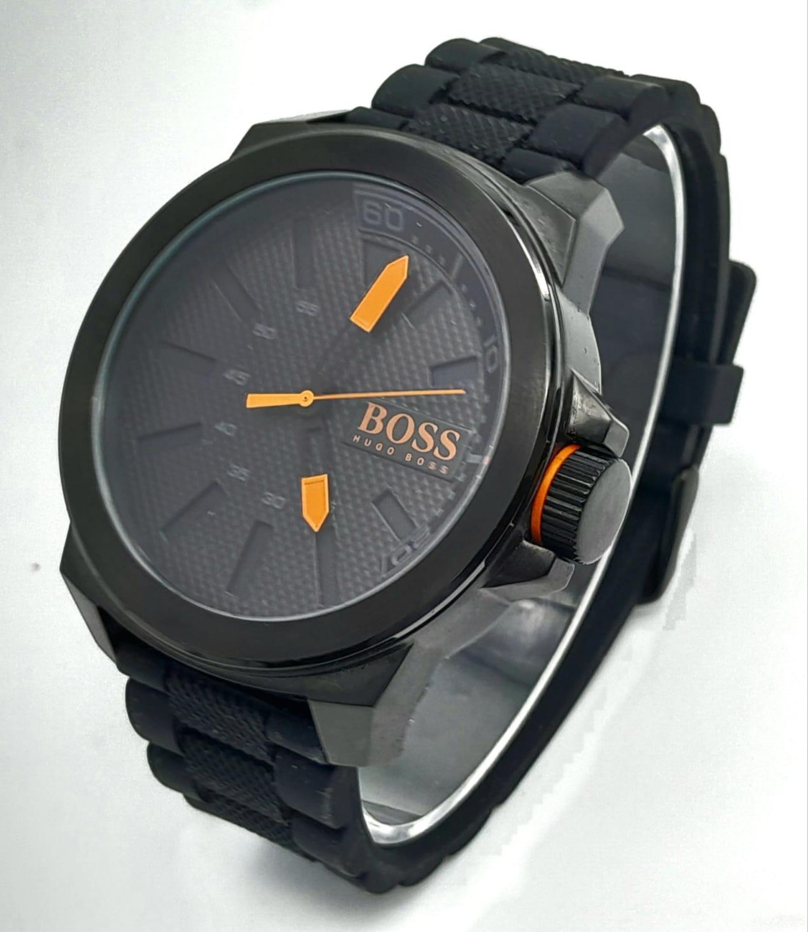 A Hugo Boss Men’s Sports Watch in Box with Tag and Papers. New Battery Fitted March 2024. 55mm