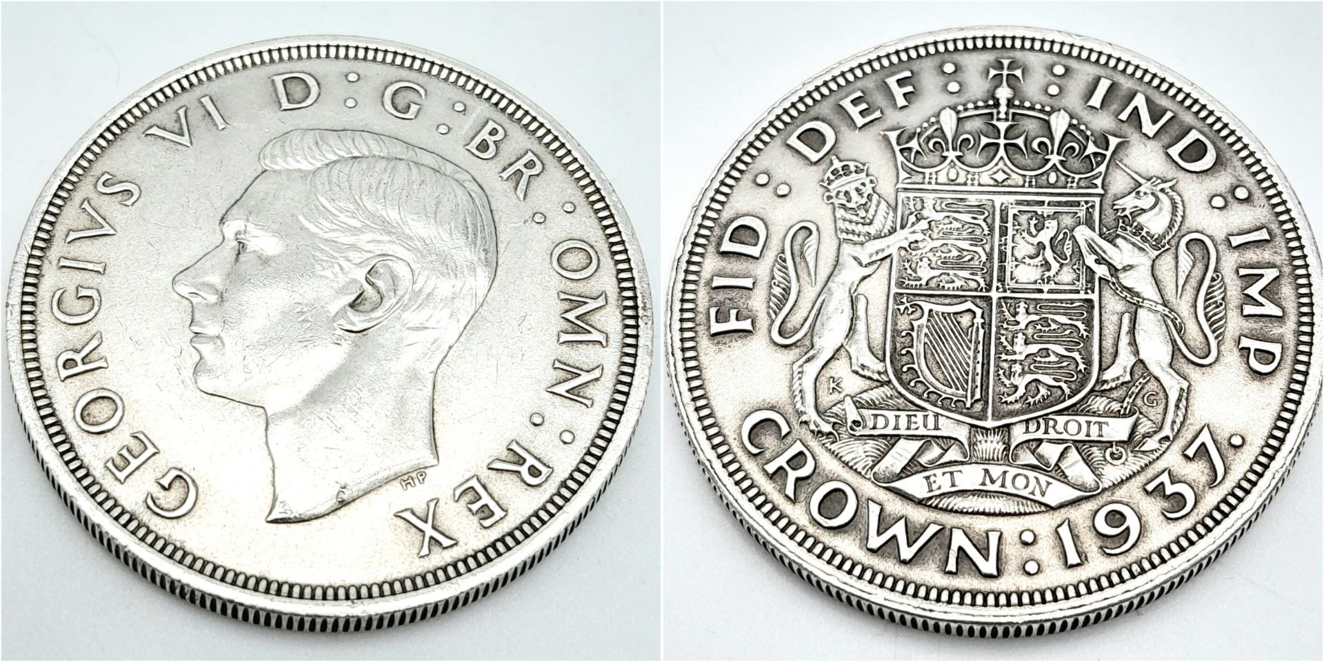 A 1937 George VI Silver Crown Coin. EF+ grade but please see photos. - Bild 2 aus 4