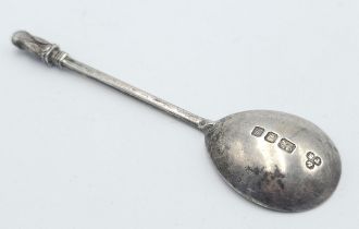 A vintage sterling silver teaspoon with owl on handle. Full London hallmarks, 1983. Total weight