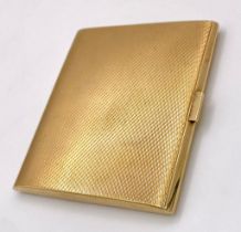 A Vintage 9K Yellow Solid Gold Cigarette Case. 8cm x 7.5cm. 72.9g weight. Full UK hallmarks.