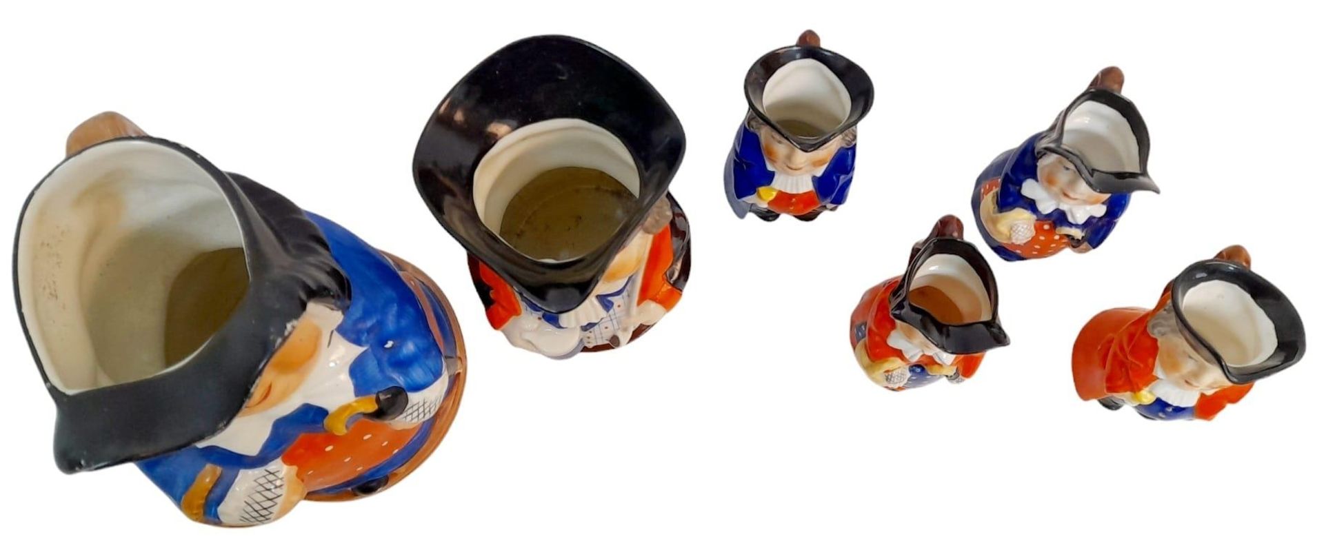 A COLLECTION OF UNUSUAL ROYAL WORCESTER TOBY JUGS HALF BEING FEMALE , 2 LARGE PLUS 4 SMALLER JUGS ( - Bild 4 aus 6