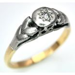 A Vintage 18K Gold (tested) Old Cut Diamond Ring. Size K. 2.4g total weight.