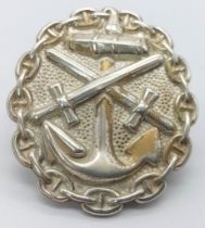 WW2 German Kriegsmarine Silver Grade Wound Badge