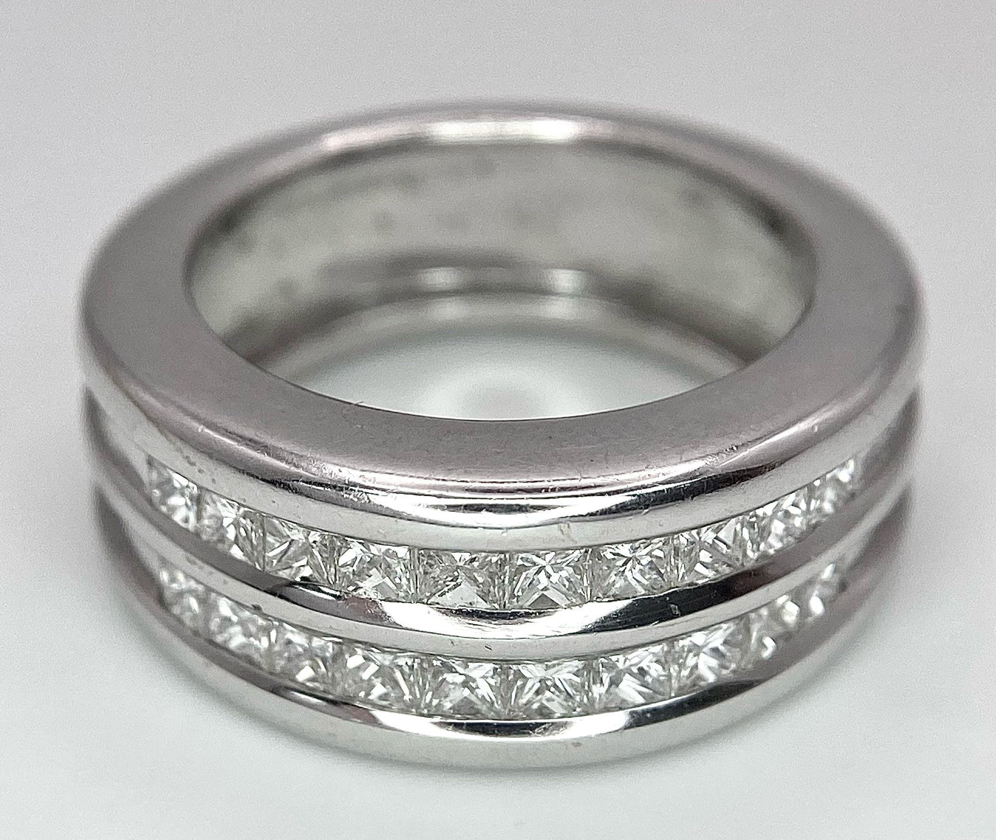 An 18K White Gold Diamond Half Eternity Ring. Two fabulous rows (20) of princess cut diamonds - 1. - Image 5 of 8