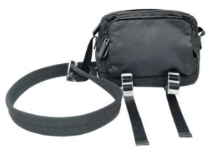 A Prada Black 'Tessuto Montagna' Crossbody Bag. Textile exterior with silver-toned hardware, a