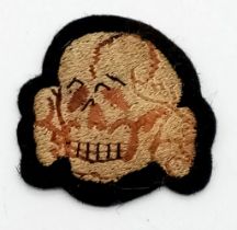 3rd Reich SS-VT Cloth Deaths Head Overseas Cap Skull Badge.