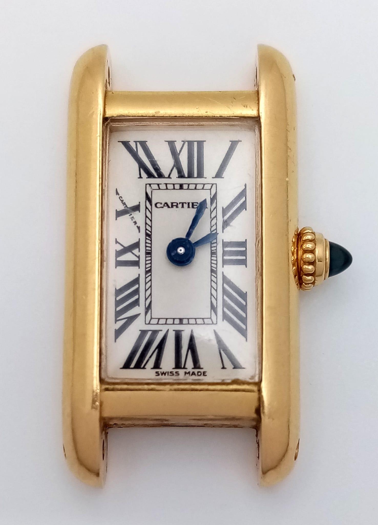 A Vintage 18K Gold Cartier Mini Tank Ladies Watch Case. 18k gold case with 2443 and other Cartier - Image 2 of 8
