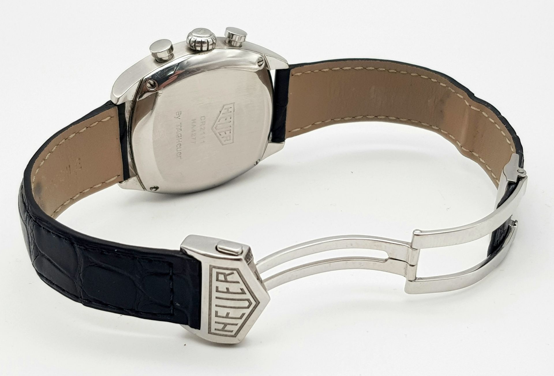 A Tag Heuer Monza Re-Edition Automatic Chronograph Watch. Model CR2111. Black Croc Leather Tag - Bild 5 aus 7