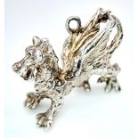A STERLING SILVER WELSH DRAGON CHARM. 2.3cm x 1.6cm, 3.2g weight. Ref: SC 8106