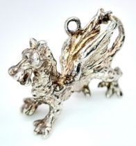 A STERLING SILVER WELSH DRAGON CHARM. 2.3cm x 1.6cm, 3.2g weight. Ref: SC 8106