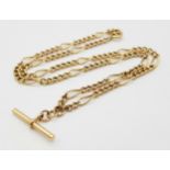 A Vintage 9K Rose Gold Chain with T-Bar. 44cm length. 7.8g
