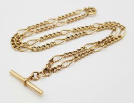 A Vintage 9K Rose Gold Chain with T-Bar. 44cm length. 7.8g