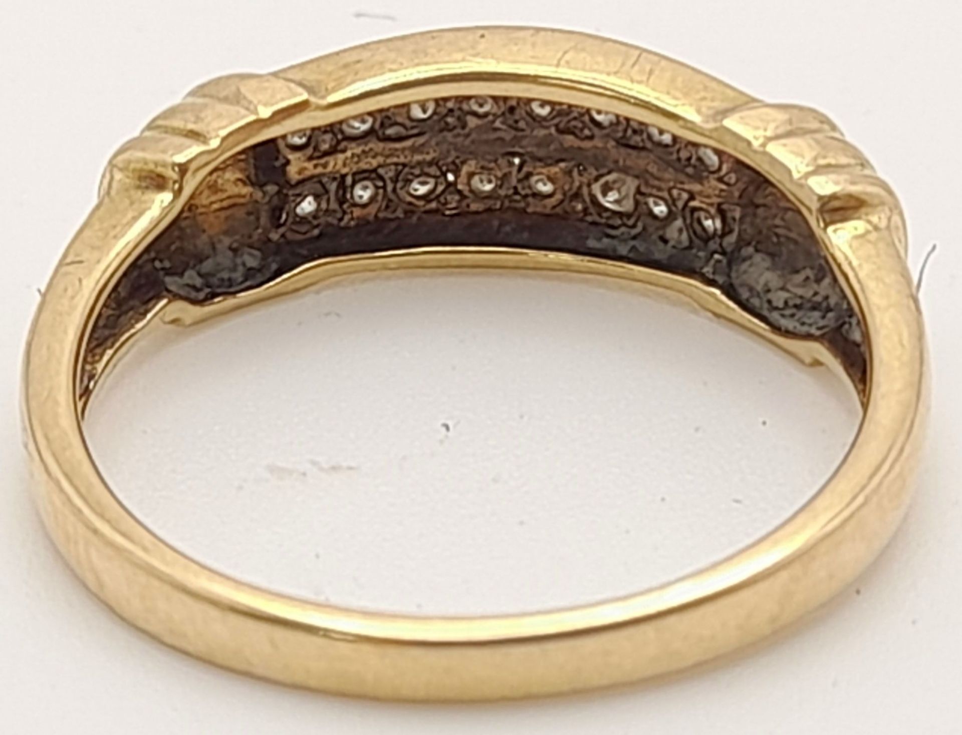 A 2003 Hallmarked 9K Gold Double Channel Set Diamond Ring. Size N. Set with Sixteen x 1mm Round - Image 3 of 5
