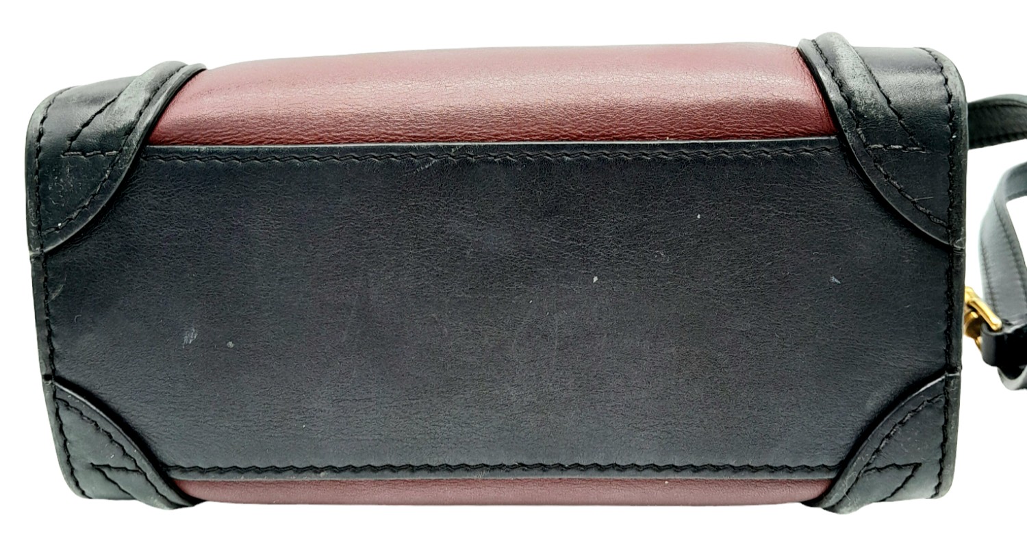A Celine Tri Colour Hand/Shoulder Bag. Burgundy and black leather exterior with soft textile - Image 4 of 11
