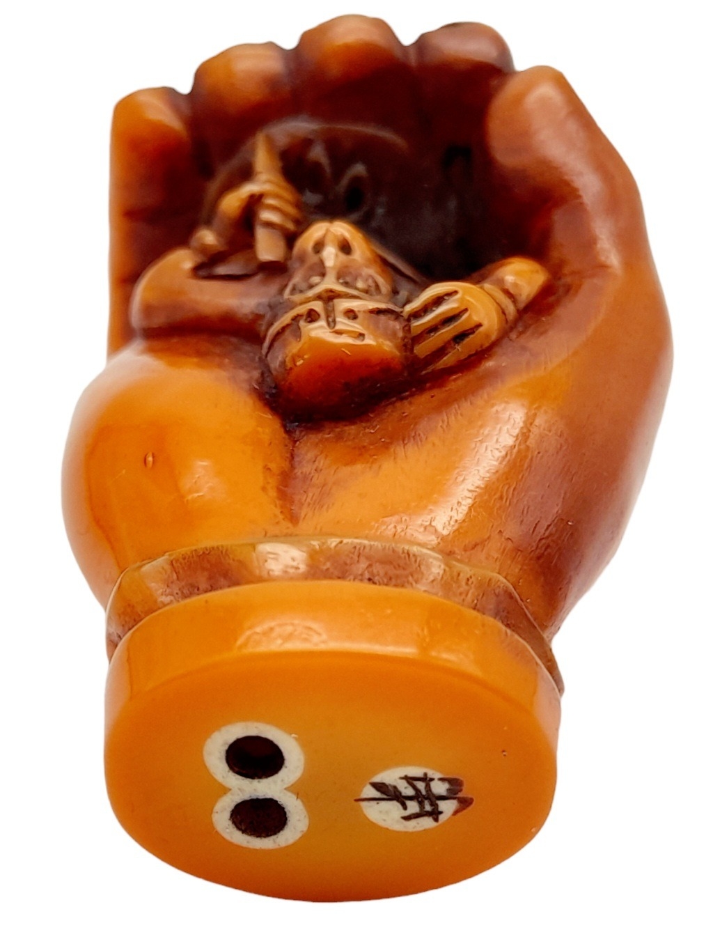 A Japanese Monkey Netsuke. Markings on base. 5cm - Image 4 of 5