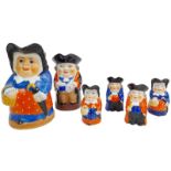 A COLLECTION OF UNUSUAL ROYAL WORCESTER TOBY JUGS HALF BEING FEMALE , 2 LARGE PLUS 4 SMALLER JUGS (