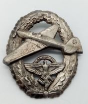 3RD Reich NSFK Motorised Pilots Badge, Marked Ges: Gesch 22639 on the rear.Nice solid Badge with