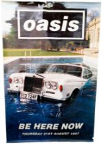 A Rare Giant Oasis music poster, 'Be Here Now', August 1997. Width 101cms, height 155cms. Some minor