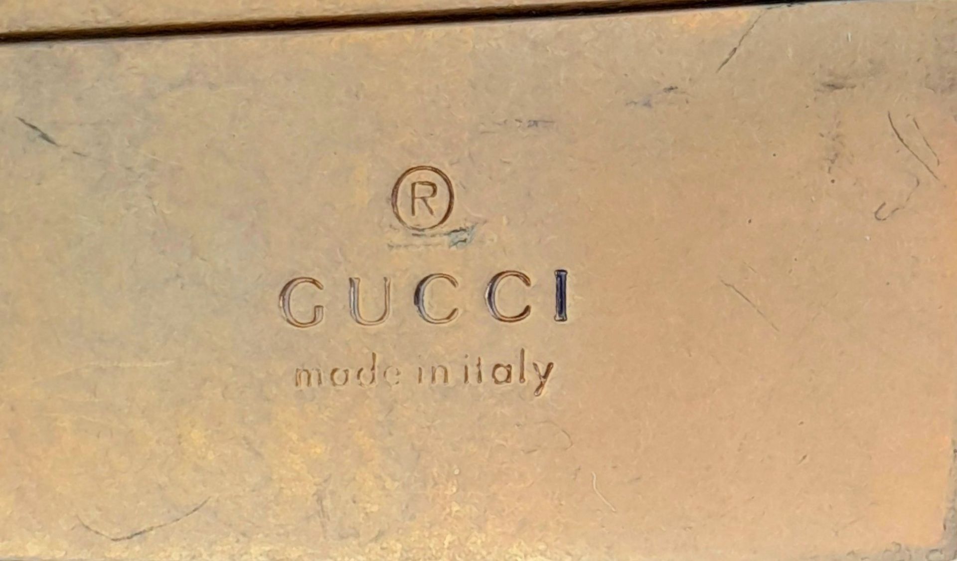 A Gucci Black Leather Belt. Classic gold tone Gucci monogram buckle. 94cm. Ref: 015222 - Image 5 of 7