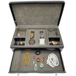 A Jewellery Box with a Medley of Costume Jewellery. To include necklaces, bracelets, rings,