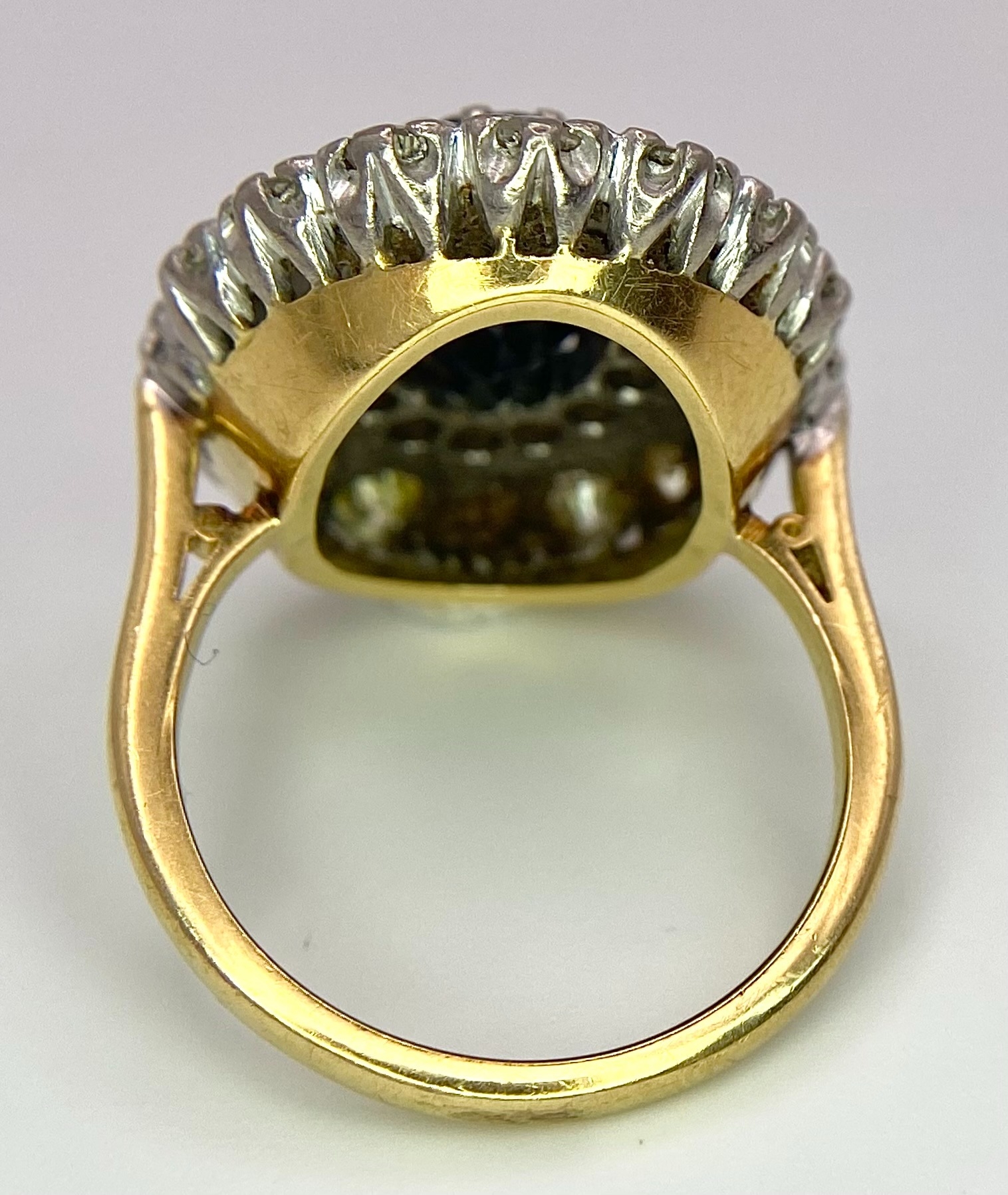 A Breath-Taking 18K Yellow Gold, Sapphire and Diamond Dress Ring. Central oval cut 3ct sapphire with - Image 7 of 9