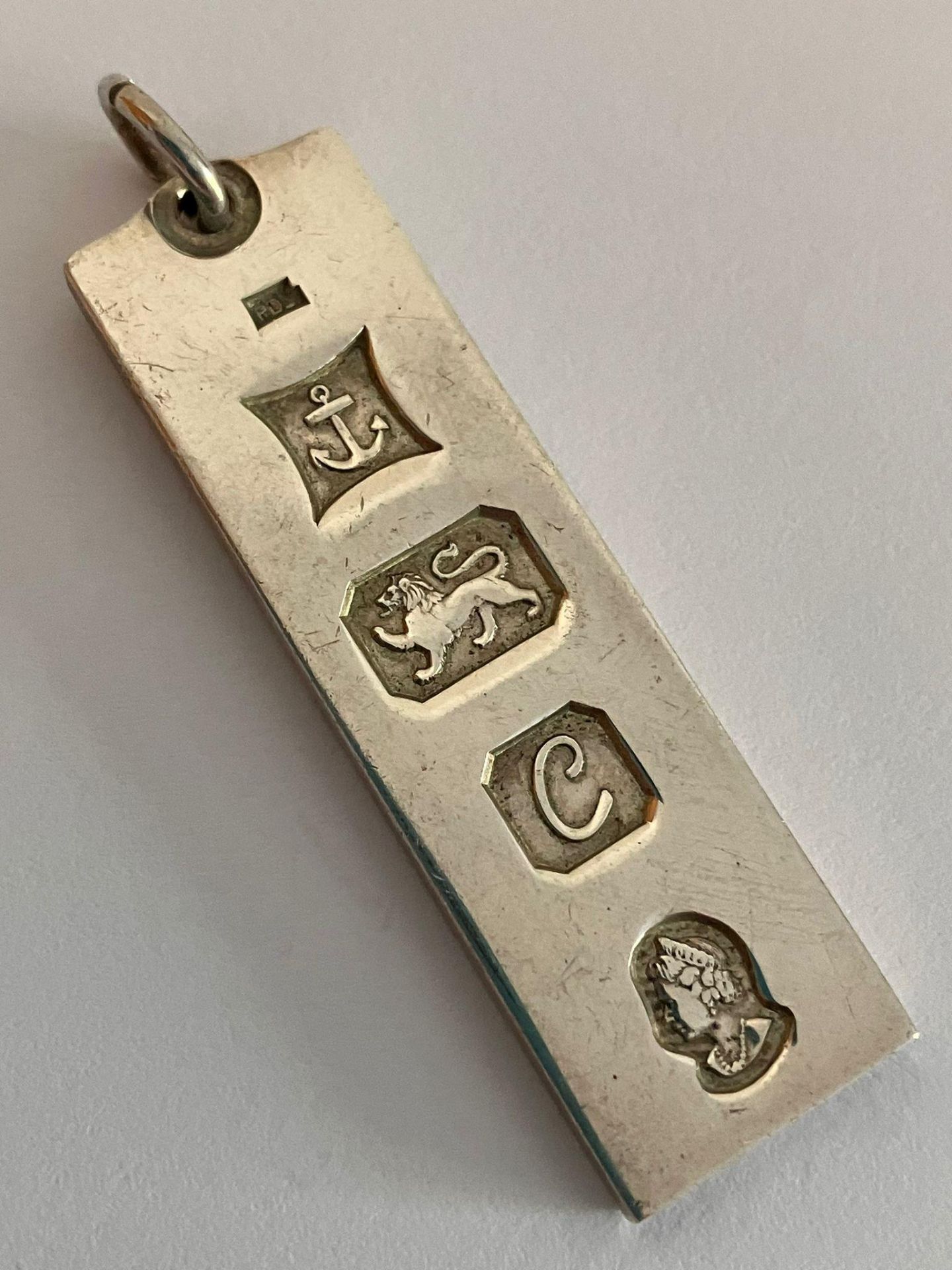 Vintage SILVER INGOT PENDANT nicely hallmarked to front for Birmingham 1977.