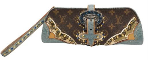 A Louis Vuitton Monogram Les Extraordinaires Clutch Bag. Leather exterior with stone and stud