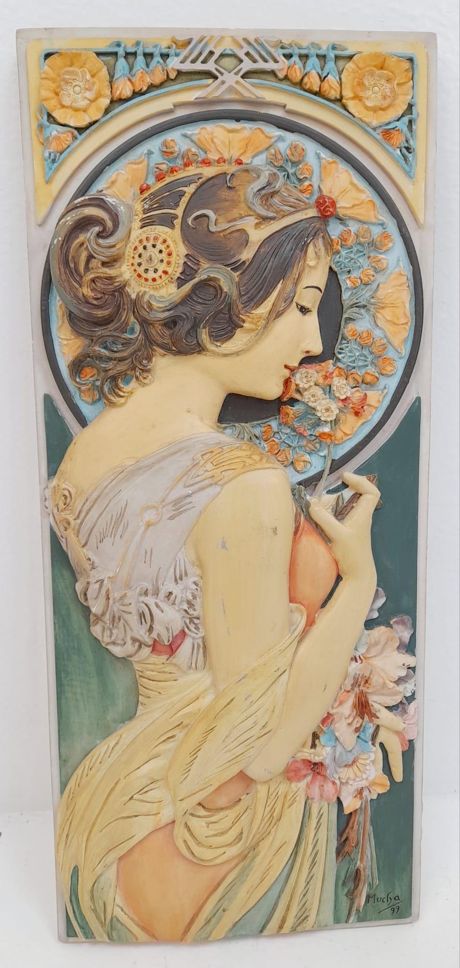 An Art Nouveau Design Plaster Relief Wall Plaque 28 x 12cm. Excellent Condition.