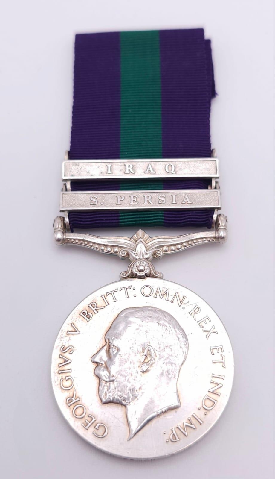 General Service Medal 1918 with two clasps: ‘S. Persia’ and ‘Iraq’, named to: 4919 Naik Sher Zaman 3 - Image 2 of 6