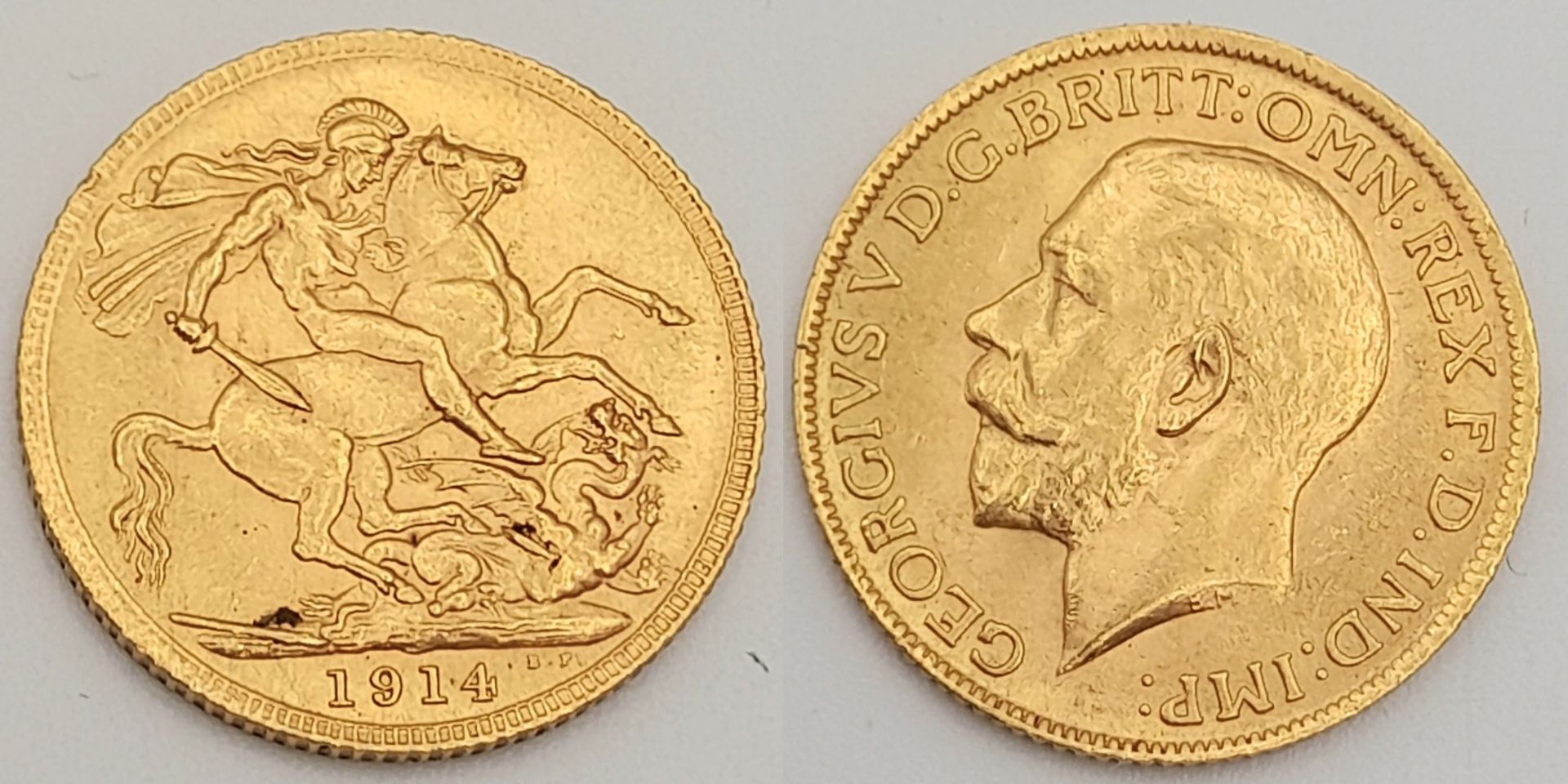 A full sovereign King George V 1914, full weight (8 g)
