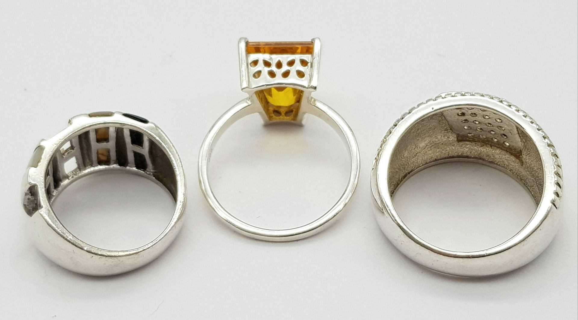 Three Different Style 925 Silver Rings. Sizes: K, P and Q. - Image 6 of 7