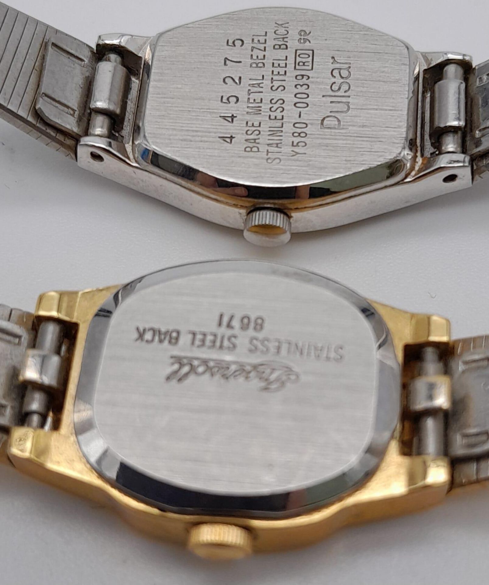 Two Ladies Dress/Cocktail Watches, Comprising 1) A Silver and Gold Tone Pulsar Quartz Watch (16mm - Bild 6 aus 6