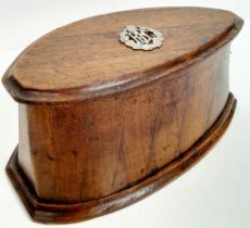 WW1 Wooden Box made from an aeroplane Propeller, with a solid silver Royal Flying Corps Badge.