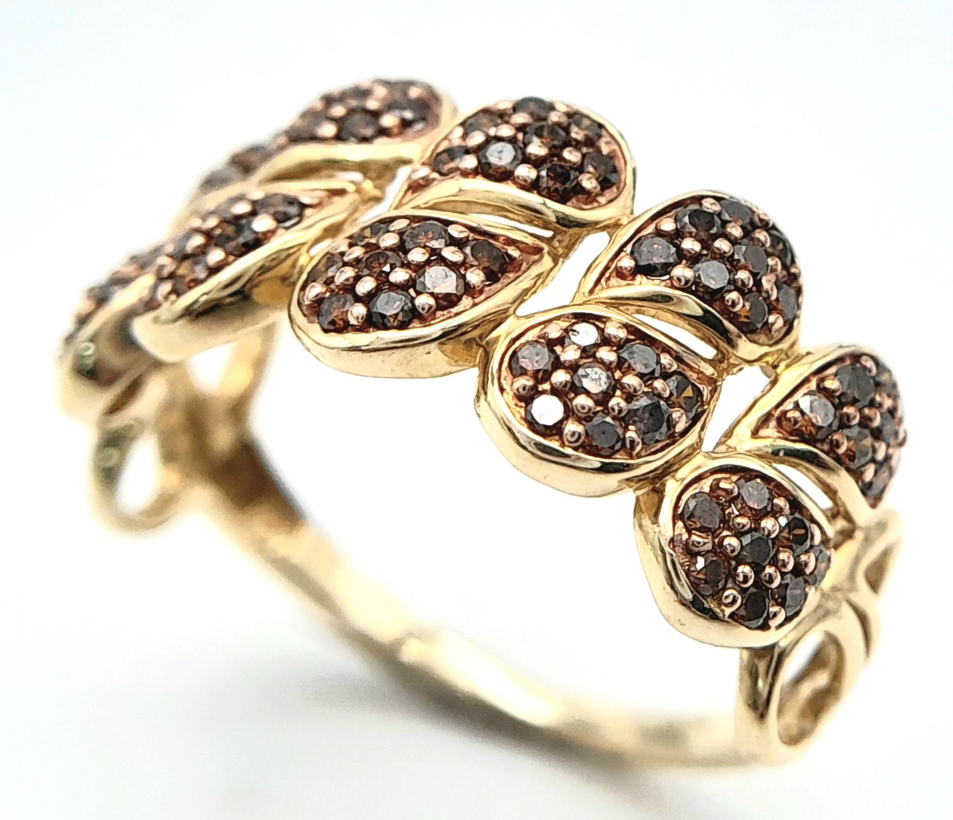 A 9K YELLOW GOLD COLOURED DIAMOND SET RING. 0.80ctw, Size N, 2.2g total weight. Ref: SC 8036 - Image 6 of 7