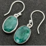 A Pair of 925 Silver Emerald Earrings.