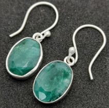 A Pair of 925 Silver Emerald Earrings.