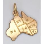 A Small Vintage 9K Gold Map of Australia Pendant. 0.6g