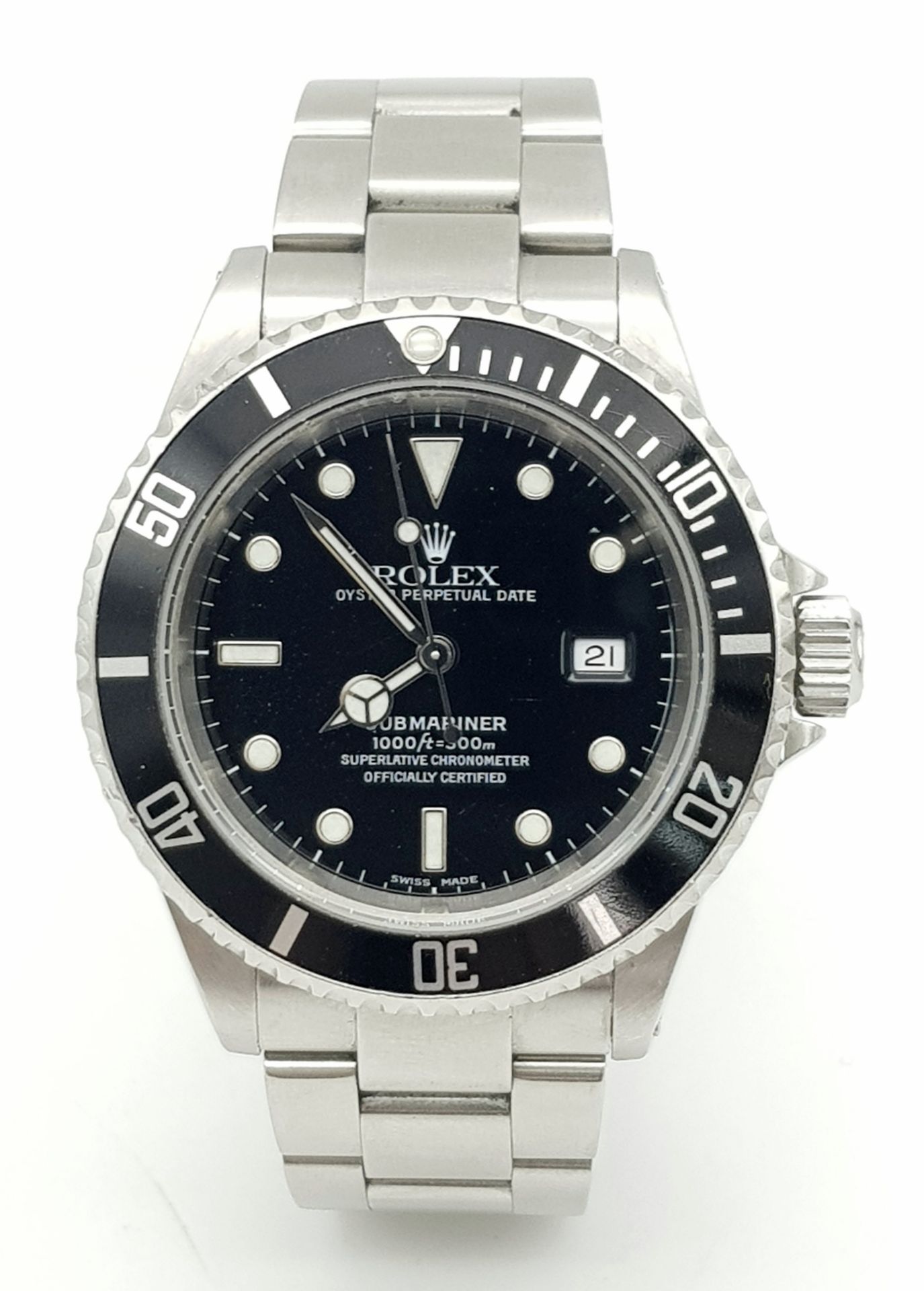 A Rolex Submariner Oyster Perpetual Date Watch. Stainless steel bracelet and case - 40mm. Black dial - Image 2 of 8
