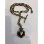 Antique SILVER ALBERT WATCH CHAIN and FOB.Watch chain having clasp and T bar,hallmarked for