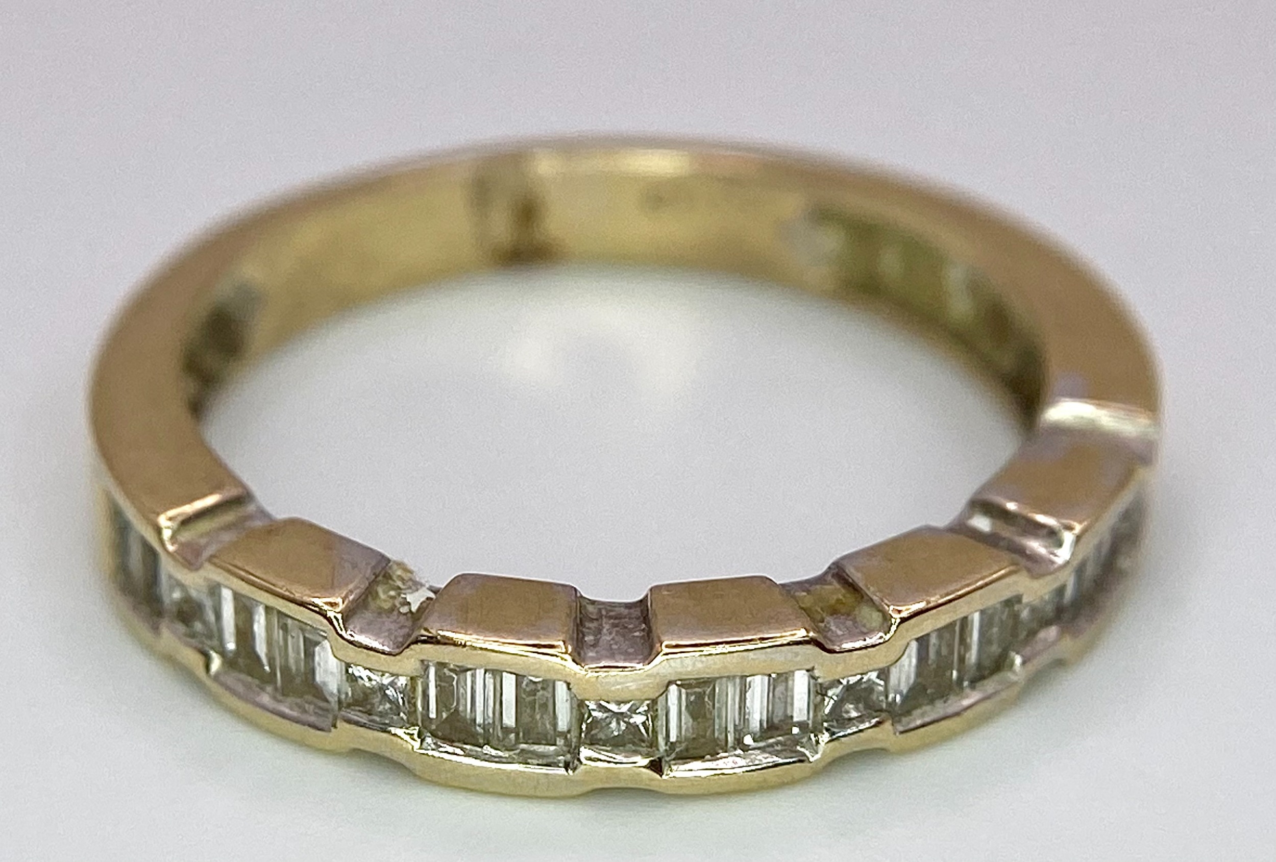 An 18K Yellow Gold Diamond Half-Eternity Ring. Mixed cut diamonds - 0.50ctw. Size P. 4.1g total - Image 4 of 6