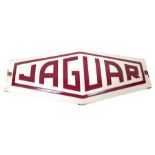 A Rare Vintage 1960s Jaguar dealership Enamel sign - Burgundy on white. In good condition