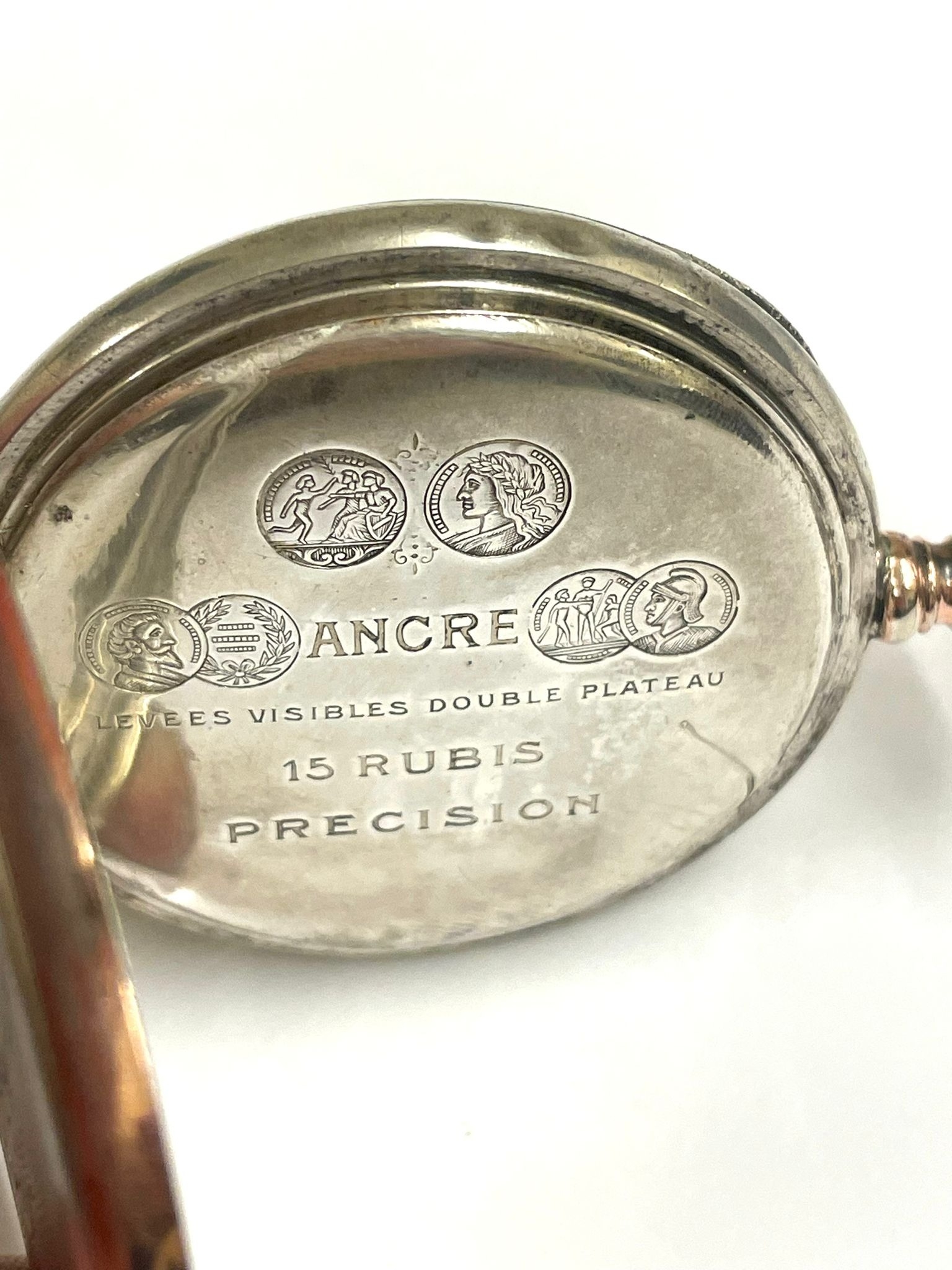 Vintage gents solid silver & copper gilt pocket watch Working - Image 2 of 3