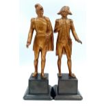 A Pair of Cast Bronze Napoleonic Figures of Nelson and Wellington on Bakelite Plinths. 24cm Tall.