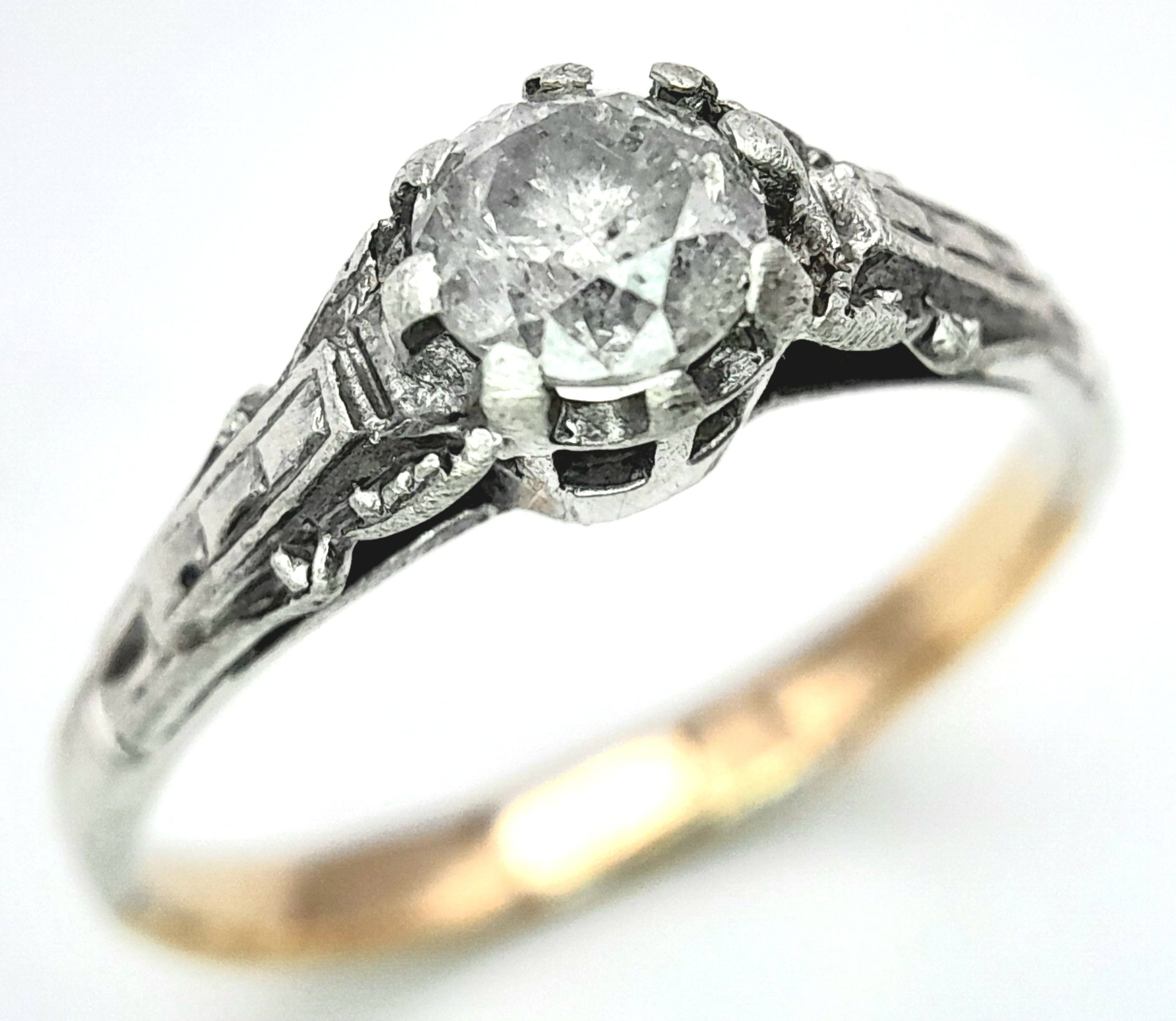 A 9K Yellow Gold (tested) Diamond Solitaire Ring. Size M. 1.9g total weight. - Image 5 of 5